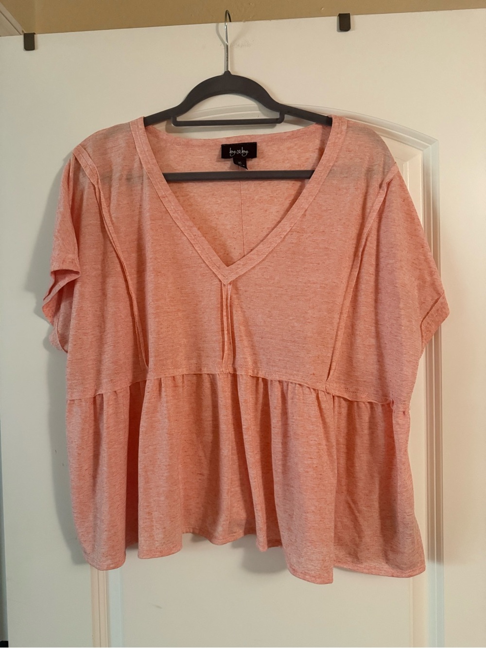 by & by Coral V-Neck Peplum Short Sleeve Tunic